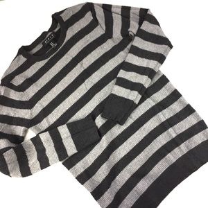21 Men Knit Gray Striped Long-sleeve Top Size M nw